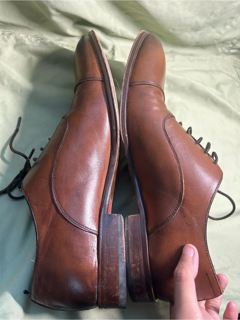 Pedro Del Hiero Men's Oxford Dress Shoes Brown Leather , Size US 9 EU 42